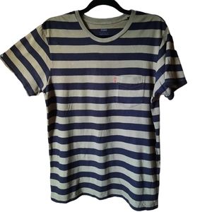 ❤💙LEVI'S, Men striped shirt, size M, crewneck color Black and Green camo.